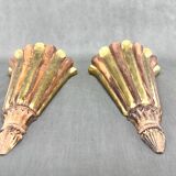 Appliques anciennes en bois et laiton, France