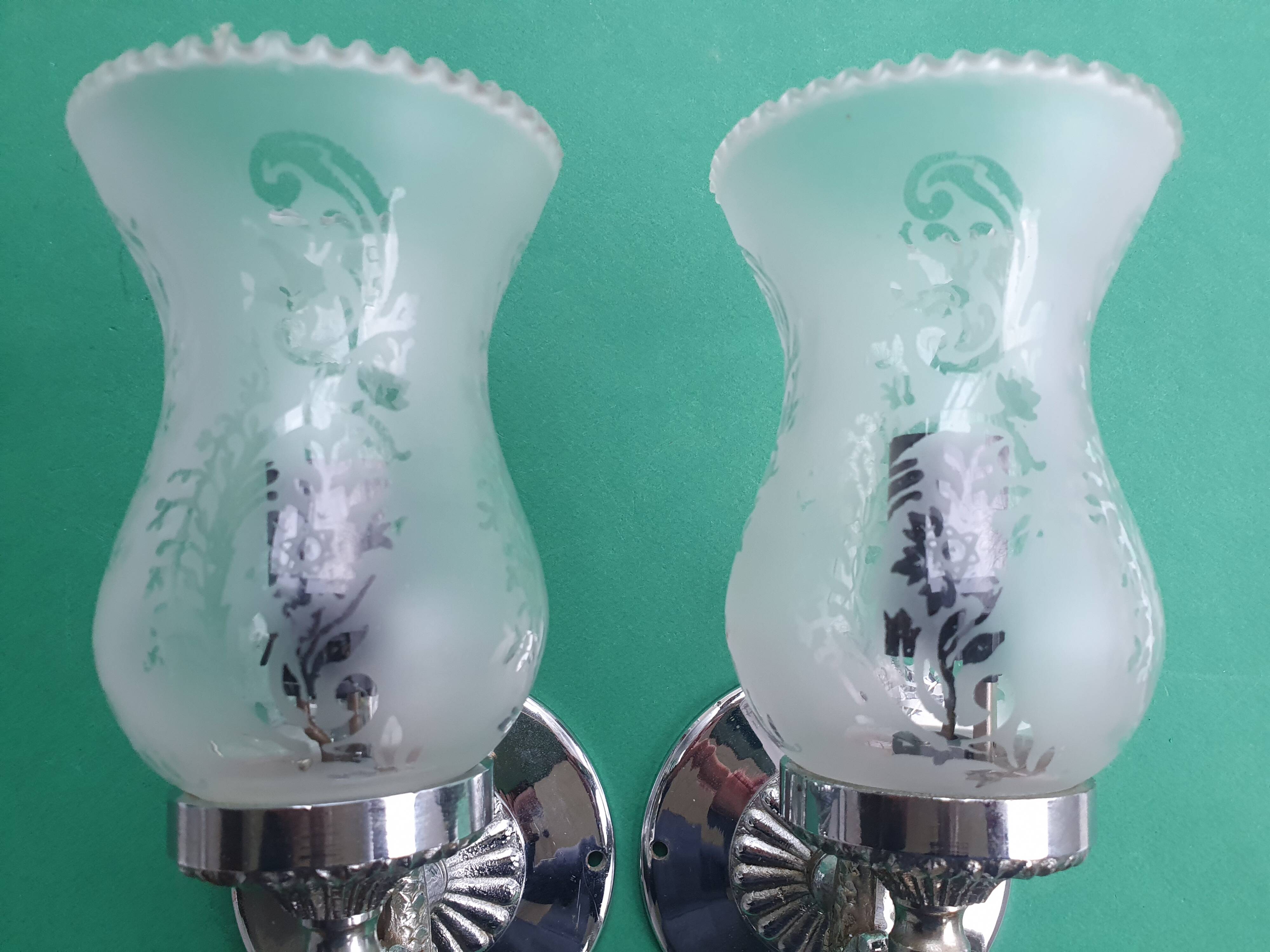 Pair of vintage chrome wall sconces