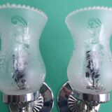 Pair of vintage chrome wall sconces