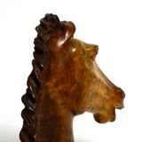Decorative heavy lifelike 1960's horse head sculpture in brown soapstone