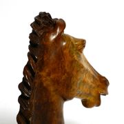 Decorative heavy lifelike 1960's horse head sculpture in brown soapstone