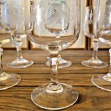 6 Cristal Arques Matignon water glasses, engraved crystal
