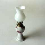 lampe à huile avec abat-jour en verre et pied en céramique, vintage des années 70