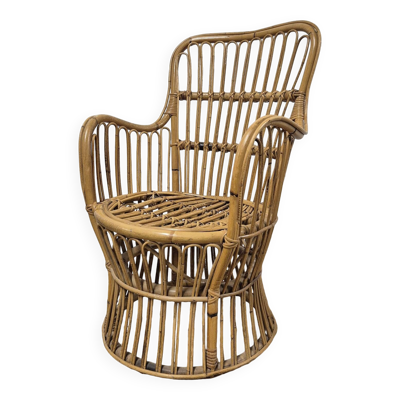 Fauteuil en Rotin Bambou vintage 1950s design -H85cm
