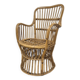 Fauteuil en Rotin Bambou vintage 1950s design -H85cm