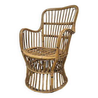 Fauteuil en Rotin Bambou vintage 1950s design -H85cm