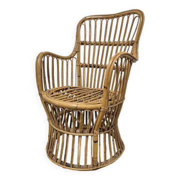 Fauteuil en Rotin Bambou vintage 1950s design -H85cm