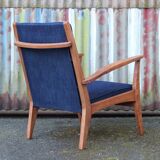 Blue armchair with Scandinavian lines, 50s/60s