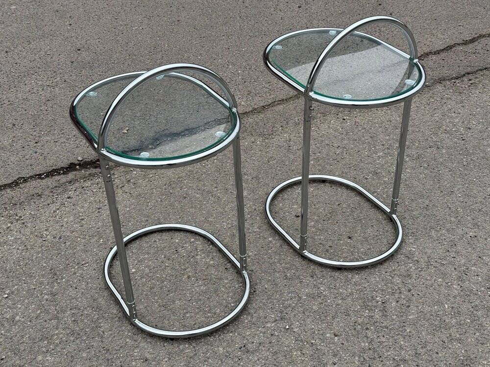German chrome and glass bedside tables, 1981, set of 2