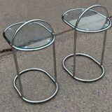 German chrome and glass bedside tables, 1981, set of 2