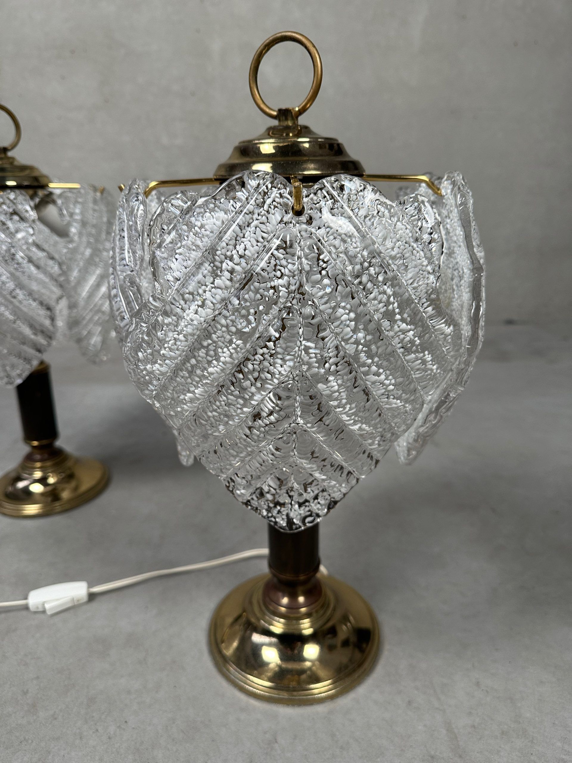 2x vintage table lamps Mazzega 'Frozen leaves'