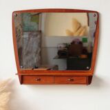 Scandinavian wall mirror in teak with drawers – mid-century Danish design