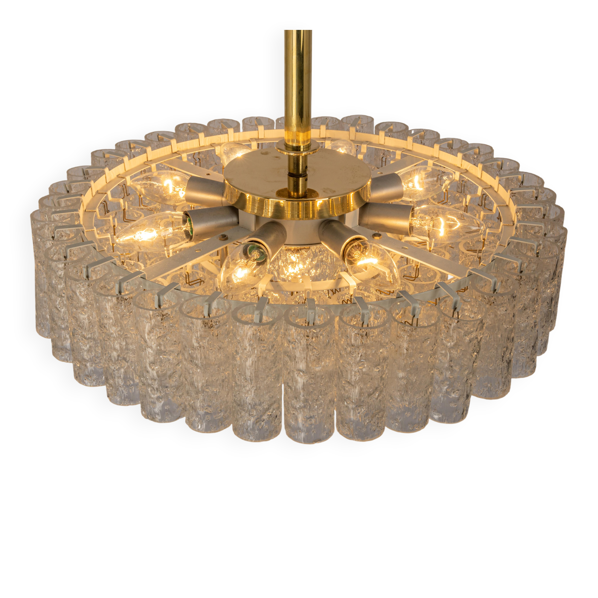 Large Doria chandelier with frosted glass tubes, Germany, 1960s.
