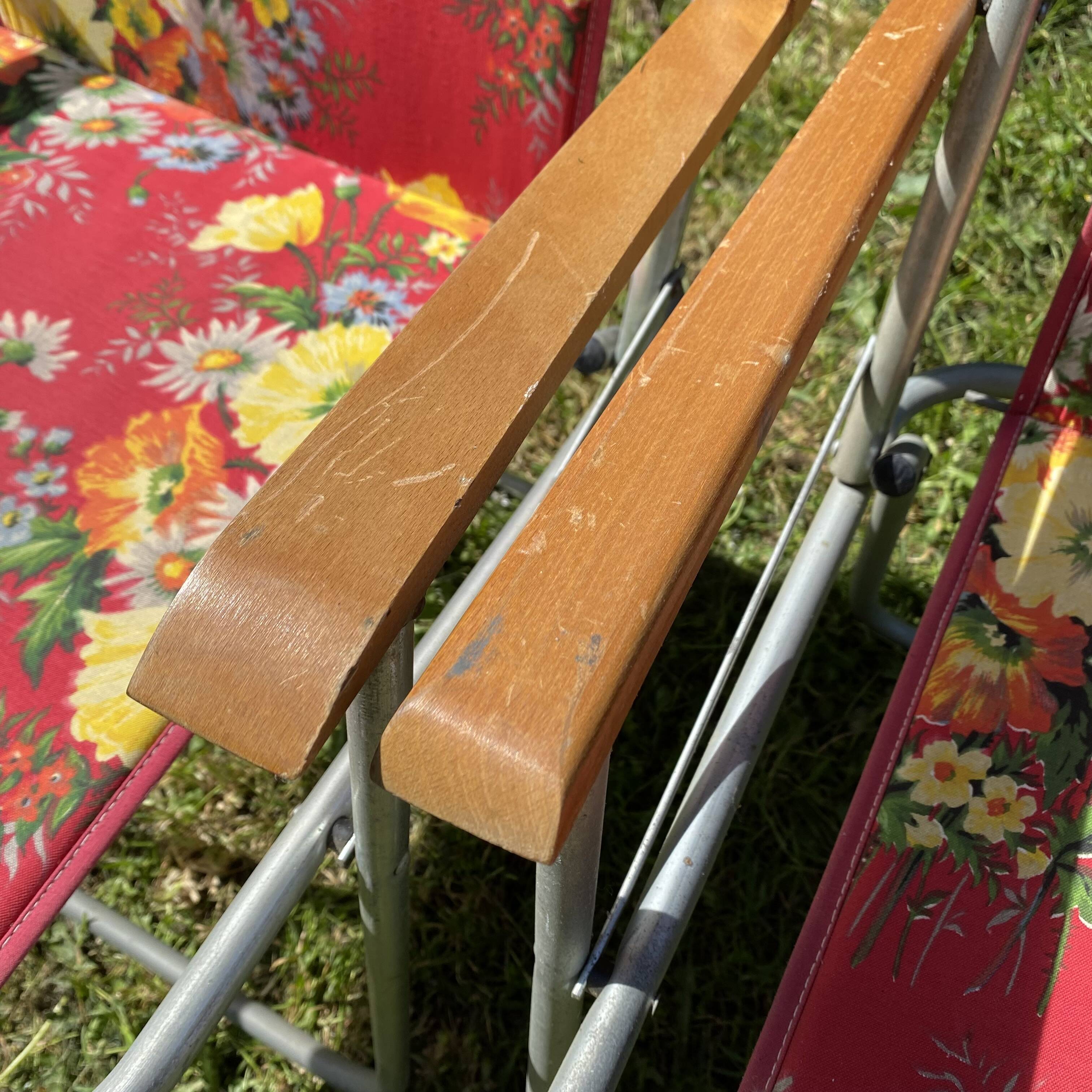 60s floral camping folding chairs