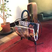 Vintage wire magazine rack from the 1950s.