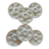 6 oyster plates in barbotine
