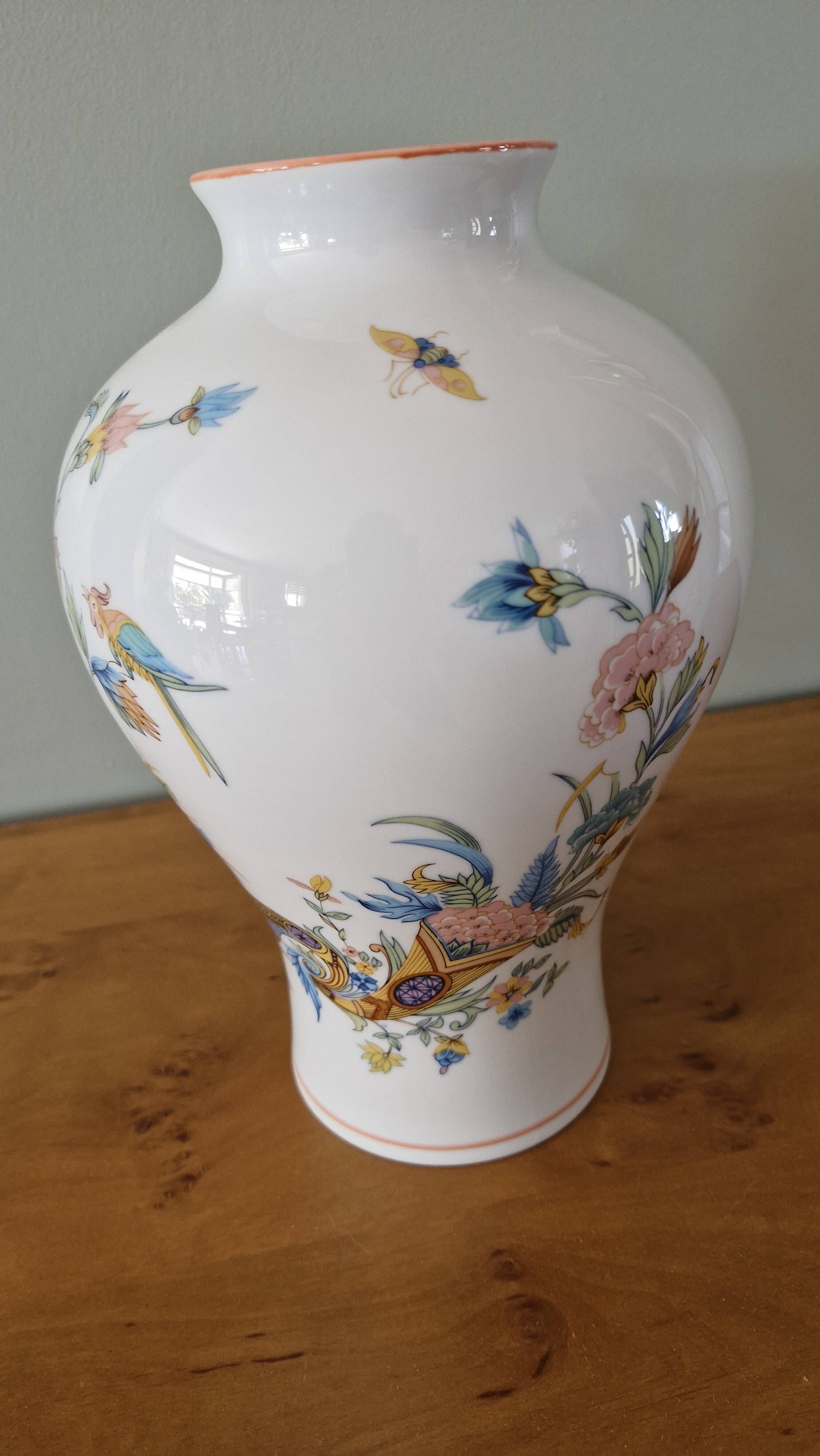 Vintage Limoges porcelain vase Paradise Bird decor 22 cm