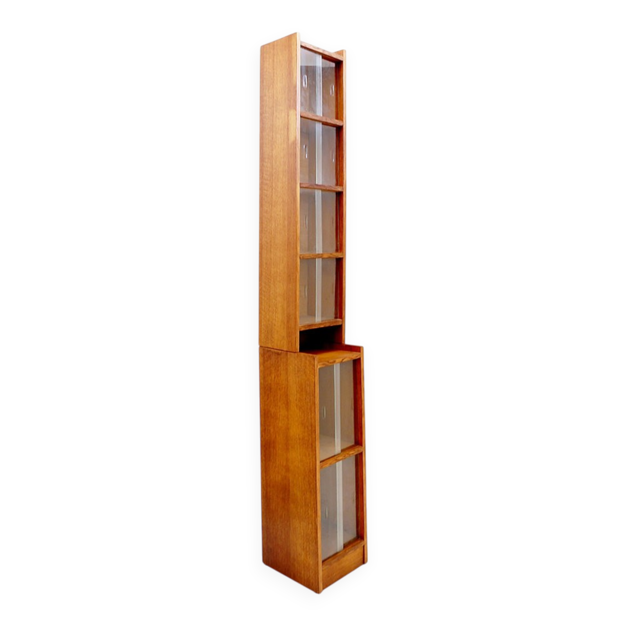 Large vintage glass library mid-century - 1960s