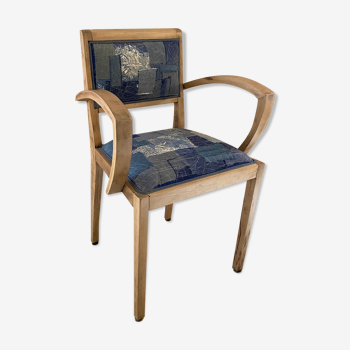 Blue Japandi style bridge armchair