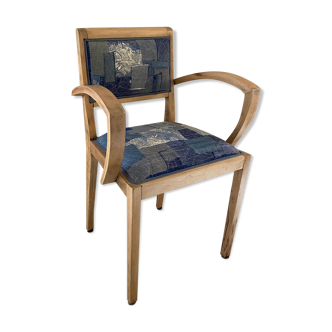 Blue Japandi style bridge armchair