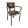 Blue Japandi style bridge armchair
