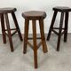 Set of 3 brutalist elm bar stools brand Aranjou