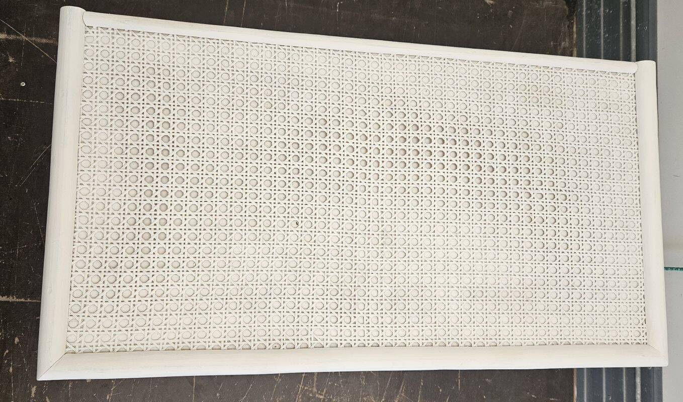 Vintage White Rattan and Cane Chest of Drawers from the 80s