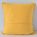 Yellow and gray striped square cushion