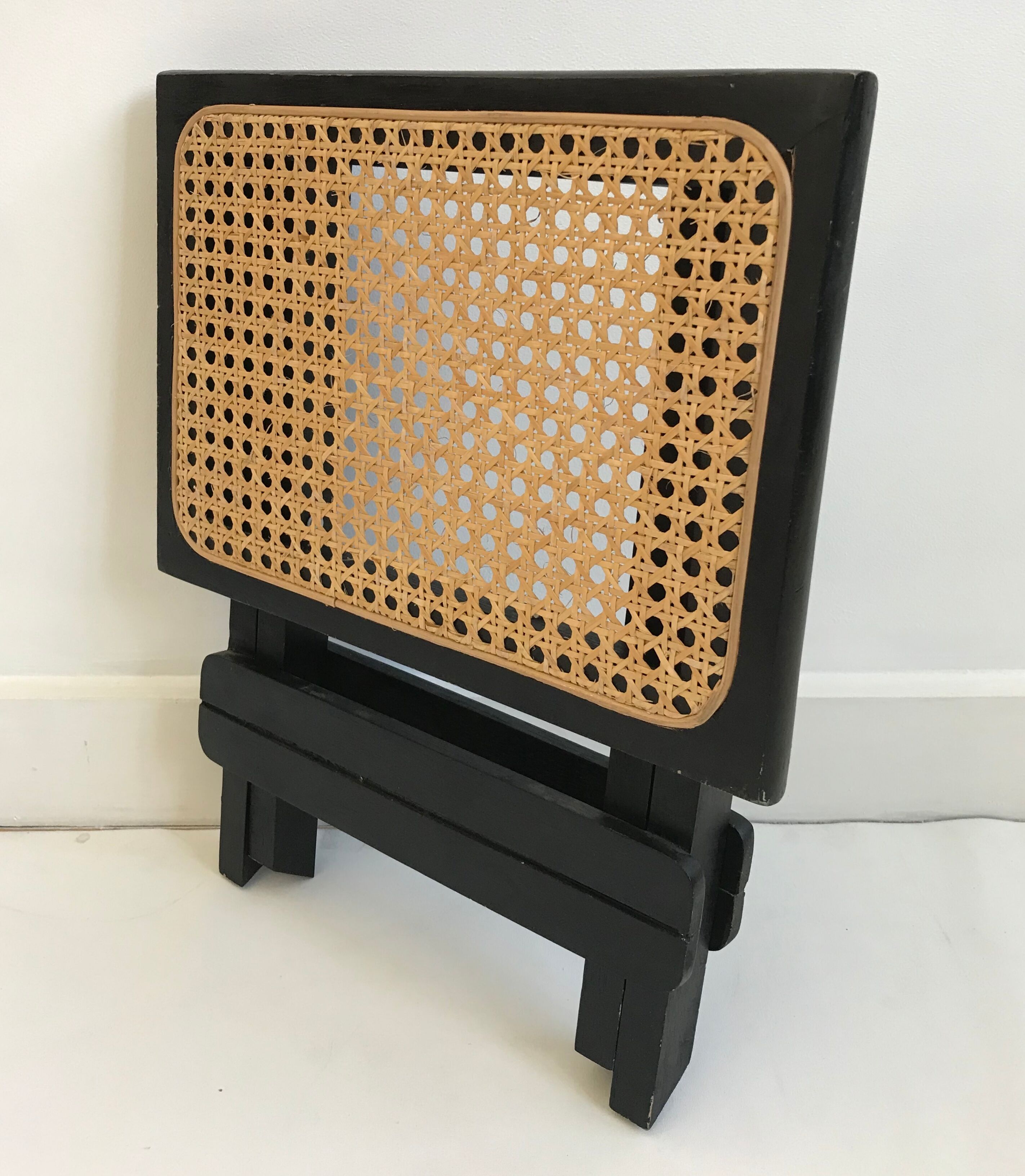 Stool in black folding caning