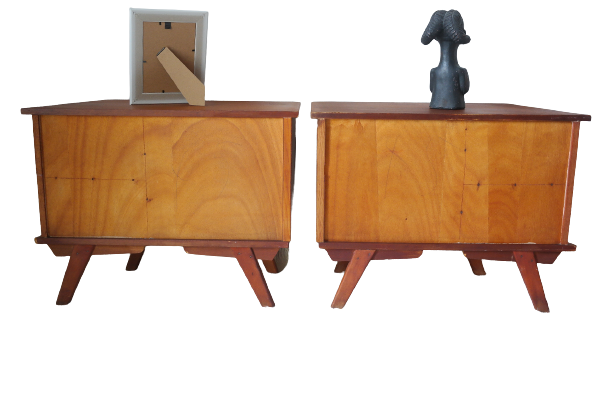Paire de chevets vintage en bois pieds compas