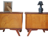 Paire de chevets vintage en bois pieds compas