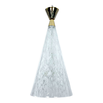 Angelo Brotto Murano glass and brass chandelier by Esperia Italy 1970s