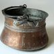 Large copper planter with wrought iron handle, Boho, vintage from the 1950s