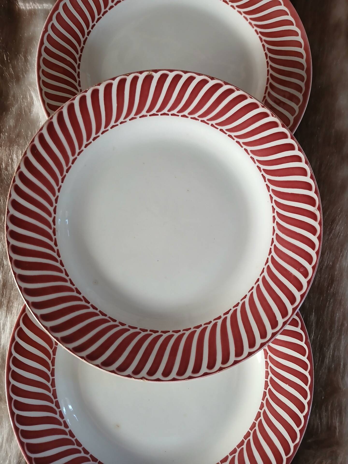 3 antique flat plates from Digoin and Sarreguemines