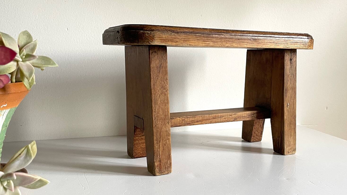 Vintage solid oak stool