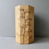 Octagonal vase by Raymonde Leduc, herbarium decoration, circa 1970