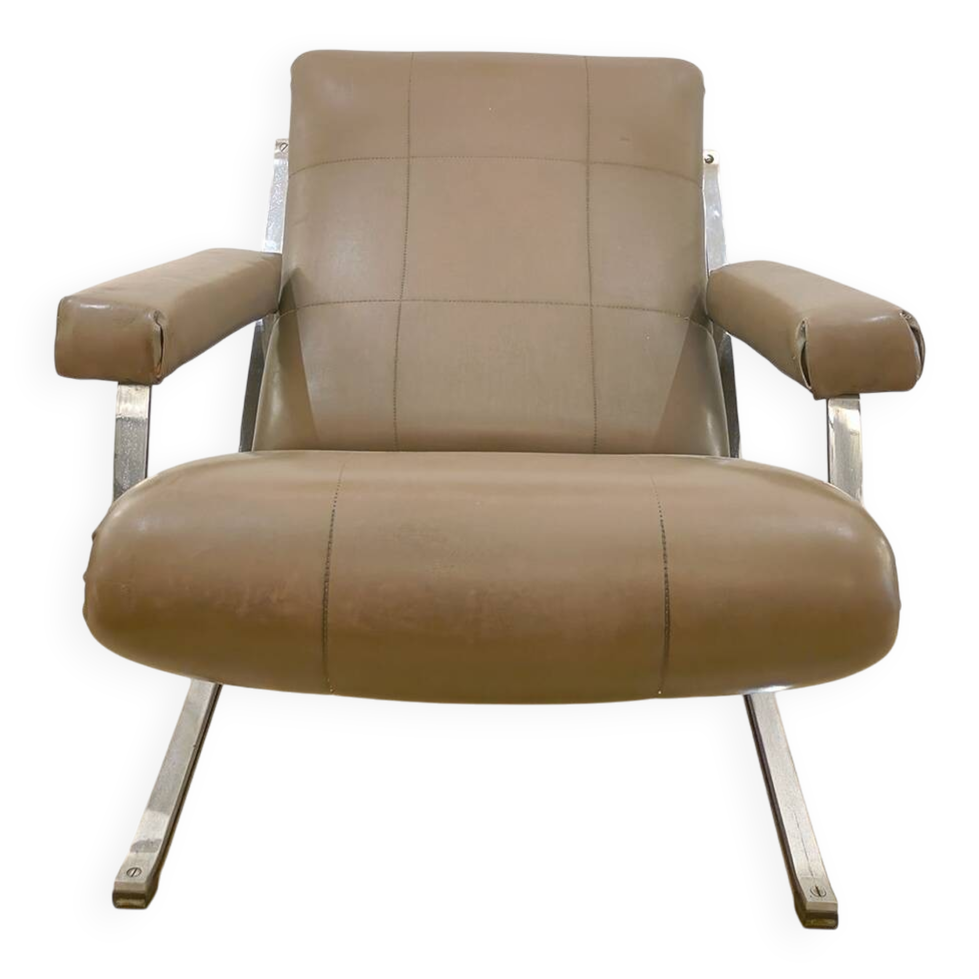 Vintage Metal and Skai Armchair, 1970s