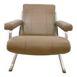 Vintage Metal and Skai Armchair, 1970s