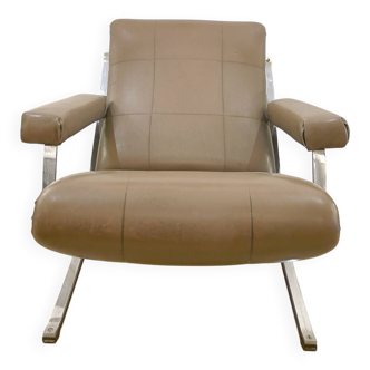 Vintage Metal and Skai Armchair, 1970s