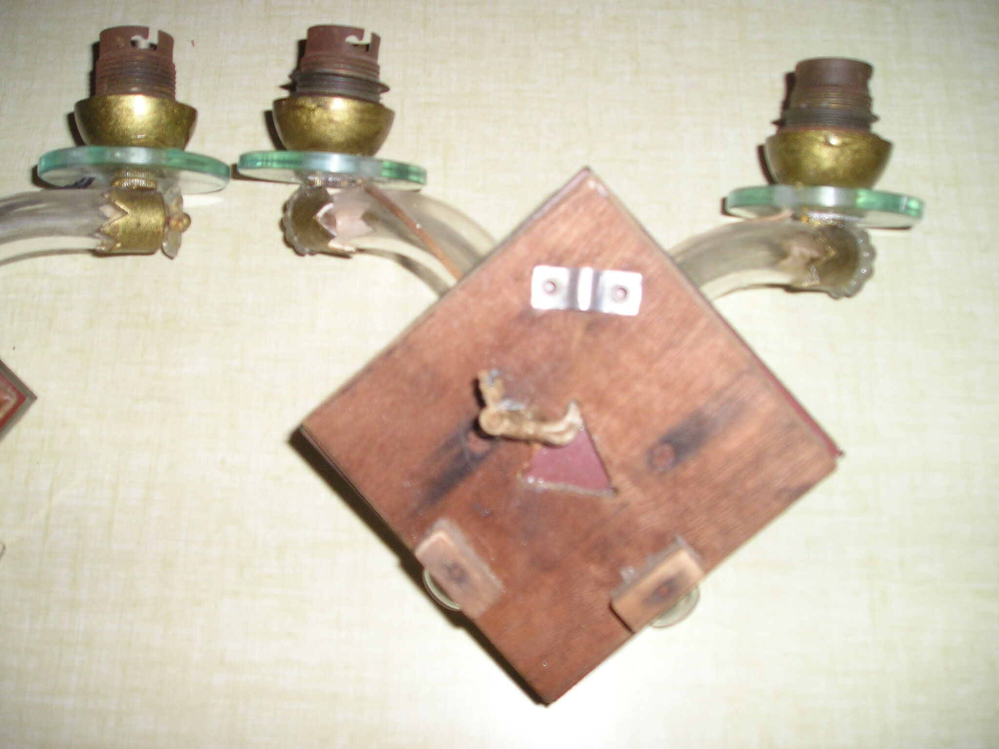 Pair of 1960/70 wall lights with 2 arms in murano glass