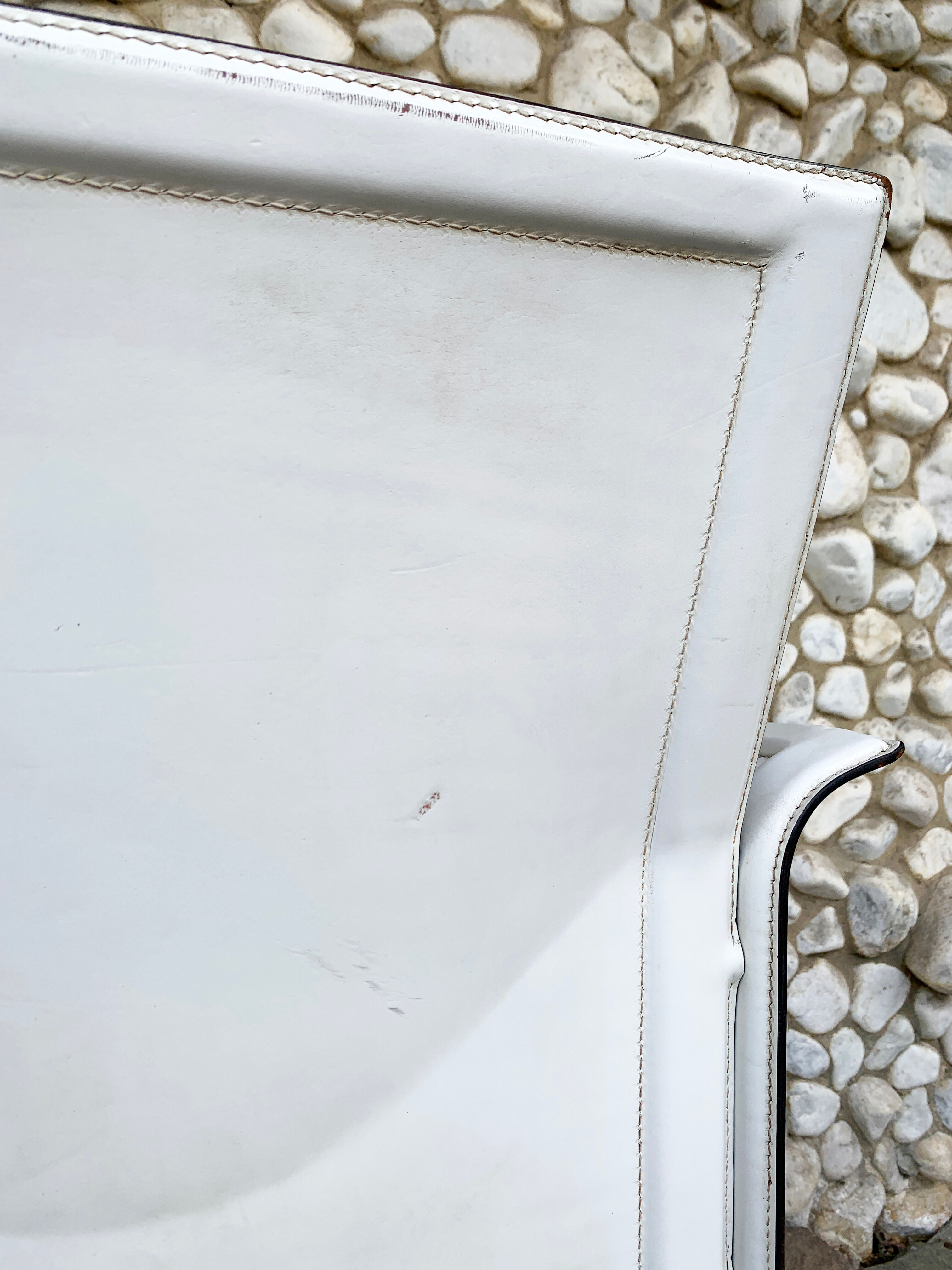 White leather armchair, Tito Agnoli for Matteo Grassi, Italy, 1970-80s