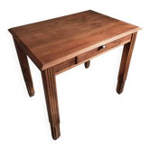 Bureau d'écriture vintage français en noyer, style Art déco des années 1950, table avec tiroir, bureau compact ou table d'appoint