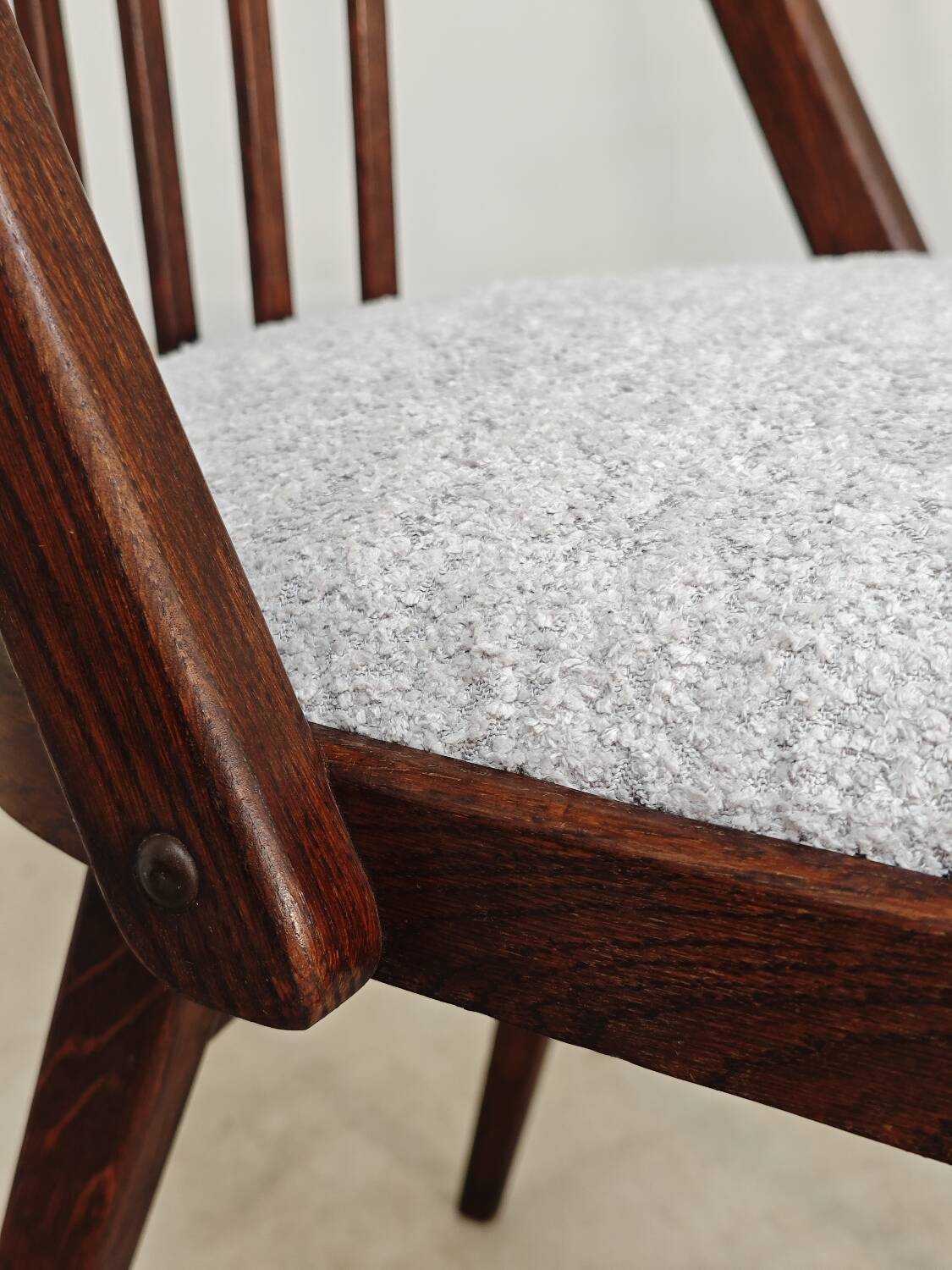 Set of 4 grey bouclette chairs by Antonin Suman