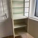 Vintage Parisian cabinet, metal display cabinet, small painted display cabinet