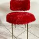 Red moumoute chair and pouf
