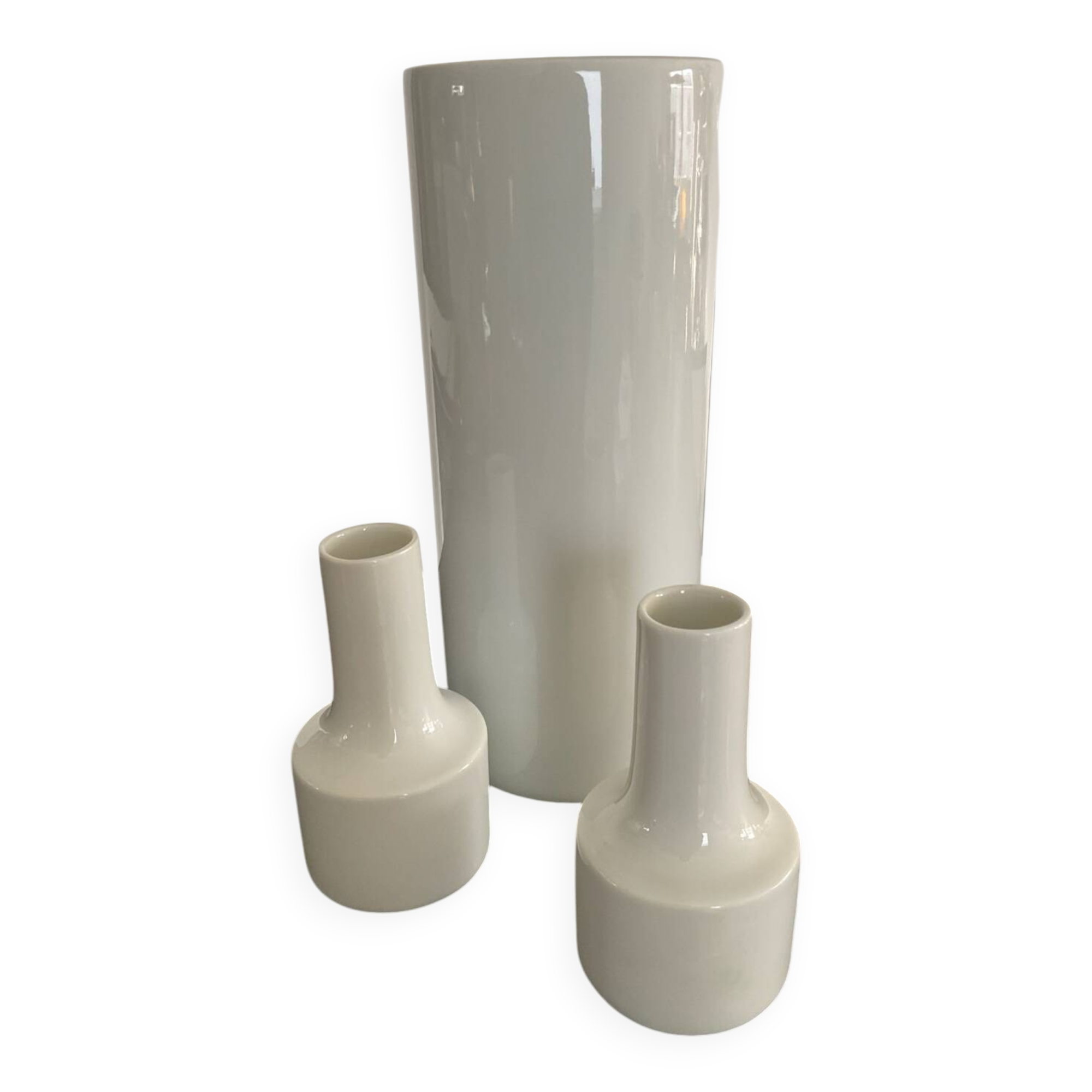 Trio of vintage West German porcelain vases