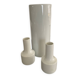 Trio of vintage West German porcelain vases