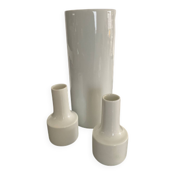 Trio of vintage West German porcelain vases