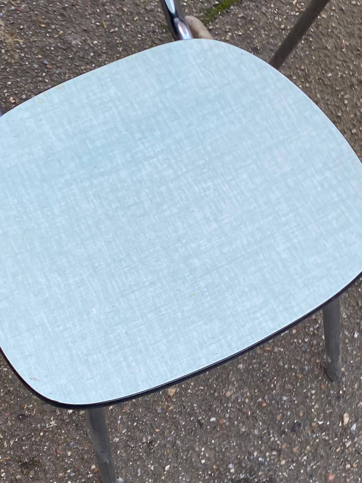 2 blue 1980s Roc La Samaritaine Formica chairs
