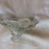 2 candlesticks in cast glass from the 1940s